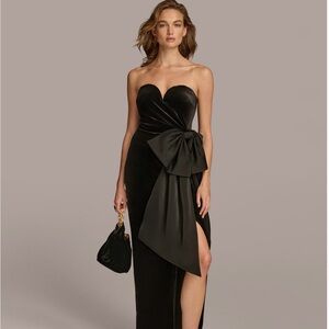 Donna Karan Black Strapless Gown with Bow